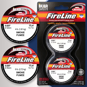 FIRELINE Berkley variety pack. Průměr 0,12mm / 0,15mm balení (15yards) 13,7m, barva SMOKE.