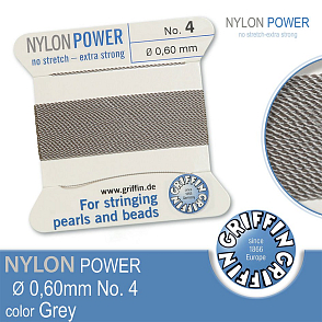 NYLON Power velmi pevná nit GRIFFIN síla nitě 0,60mm barva Grey