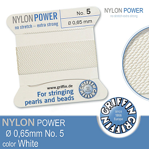 NYLON Power velmi pevná nit GRIFFIN síla nitě 0,65mm Barva White