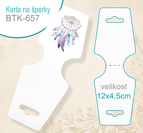KARTA na šperky BTK 657. Velikost karty 12x4,5cm. Materiál PAPÍR.
