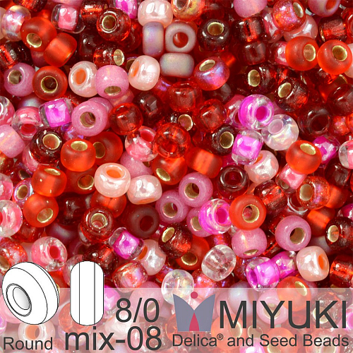 Korálky Miyuki MIX Round 6/0. Barva 08 Love Potion. Balení 5g