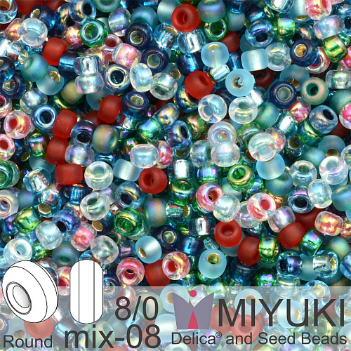 Korálky Miyuki Round 8/0. Barva MIX 08 Fancy. Balení 5g