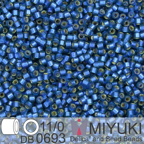 Korálky Miyuki Delica 11/0. Barva Dyed SF S/L Dusk Blue  DB0693. Balení 5g.