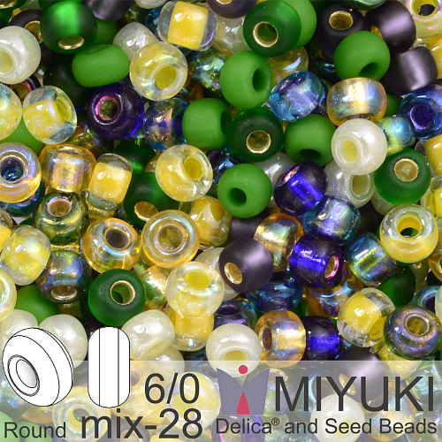 Korálky Miyuki MIX Round 6/0. Barva 28 Wild Iris. Balení 5g