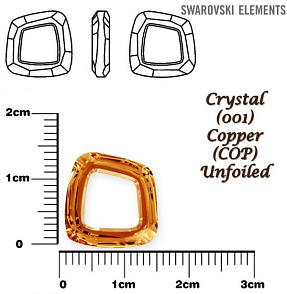 SWAROVSKI ELEMENTS Cosmic Square Ring barva CRYSTAL (001) COPPER (COP) Unfoiled velikost 14mm.
