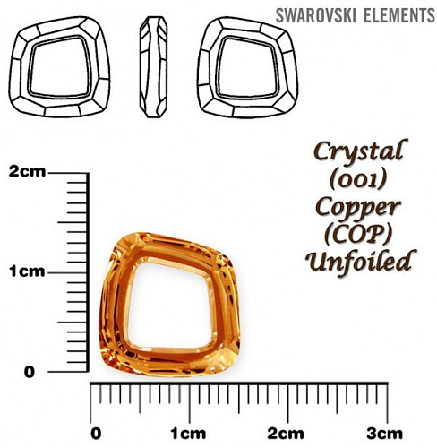 SWAROVSKI ELEMENTS Cosmic Square Ring barva CRYSTAL (001) COPPER (COP) Unfoiled velikost 14mm.