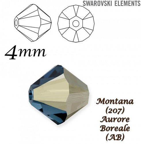 SWAROVSKI XILION BEAD 5328 barva MONTANA AURORE BOREALE velikost 4mm. Balení 20Ks.