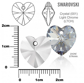 SWAROVSKI 6228 Heart Pendant barva Crystal Light Chrome velikost 14,4x14mm.