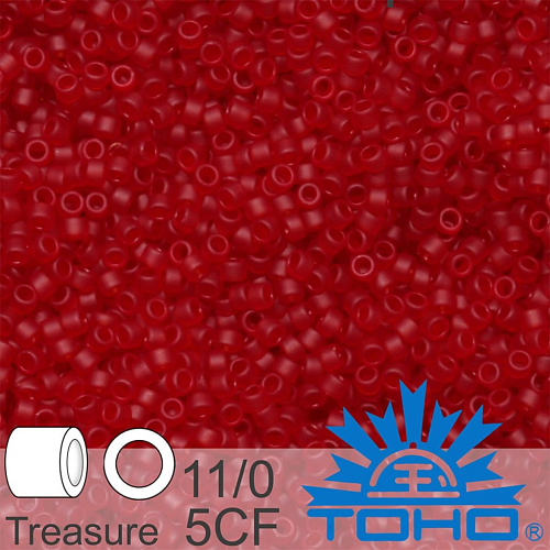 Korálky TOHO tvar TREASURE (válcové). Velikost 11/0. Barva č. 5CF-Transparent-Frosted Ruby . Balení 5g.