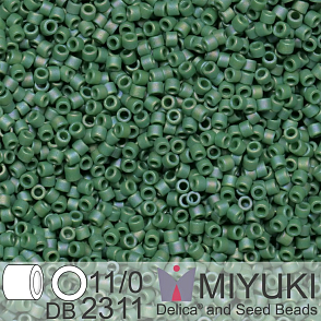 Korálky Miyuki Delica 11/0. Barva Matte Opaque Glazed Turtle Green AB DB2311. Balení 5g.