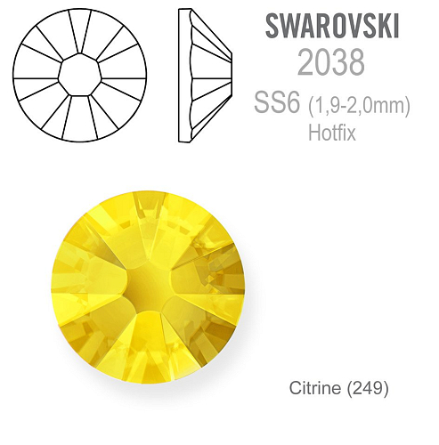 SWAROVSKI XILION rose HOT-FIX velikost SS6 barva CITRINE 