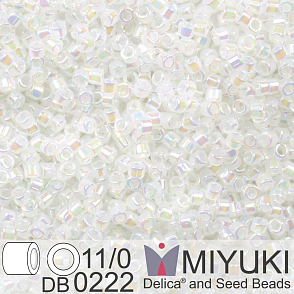 Korálky Miyuki Delica 11/0. Barva White Opal AB DB0222. Balení 5g.