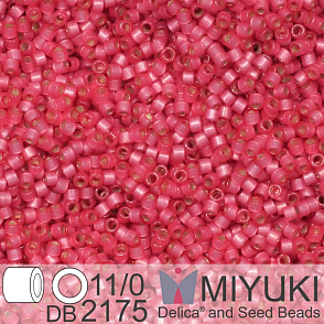 Korálky Miyuki Delica 11/0. Barva  Duracoat Semi-Frosted Silverlined Dyed Hibiscus DB2175. Balení 5g