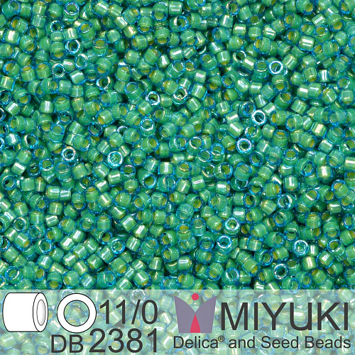 Korálky Miyuki Delica 11/0. Barva Inside Dyed Spruce DB2381. Balení 5g.