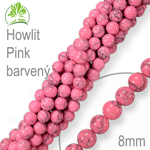 Korálky z minerálů Magnesit (Howlit) Pink. Velikost pr.8mm. Balení 10Ks.