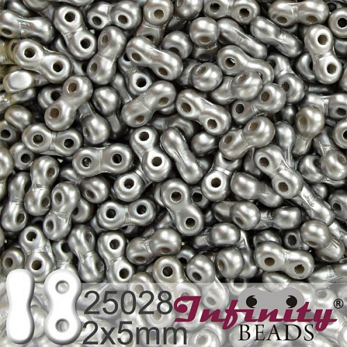 Korálky INFINITY velikost 2x5mm. Barva 25028 voskovaná ŠEDÁ. Balení 10g.