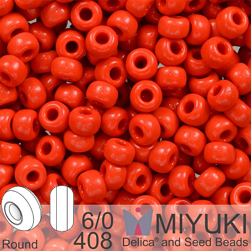 Korálky Miyuki Round 6/0. Barva 408 Op RedOp Red. Balení 5g