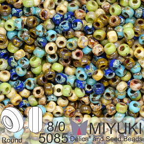 Korálky Miyuki Round 8/0. Barva 5085 Mix Picasso nature. Balení 5g