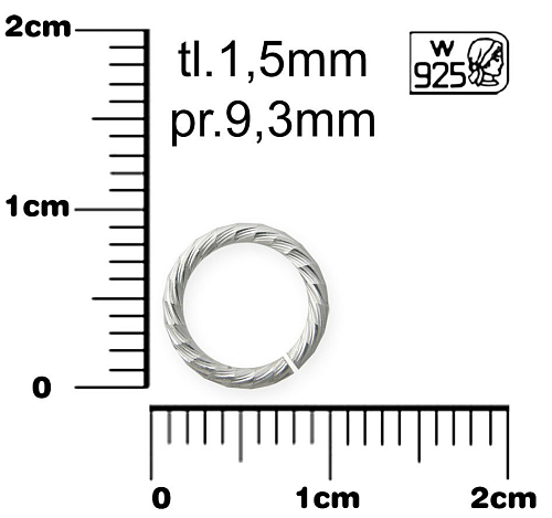 Spojovací kroužek OZDOBNÝ . Velikost 1,5x 9,3mm. Materiál STŘÍBRO AG925..Váha 0,40g.