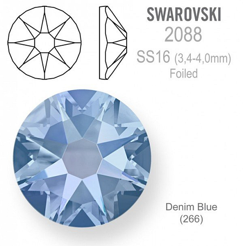 SWAROVSKI 2088 XIRIUS FOILED velikost SS16 barva Denim Blue
