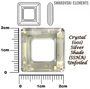 SWAROVSKI ELEMENTS Square Ring barva CRYSTAL (001) SILVER SHADE (SSHA) velikost 20x20mm.