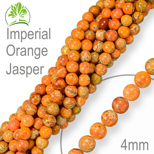 Korálky z minerálů Imperial Orange Jasper přírodní polodrahokam. Velikost pr.4mm. Balení 18Ks.