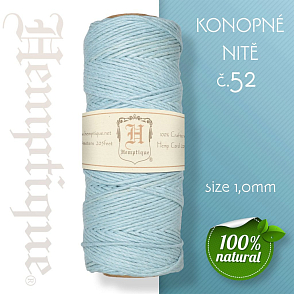 Konopná nit HEMP CORD síla nitě 1,0mm. METRÁŽ Barva č.52 Sv. Modrá