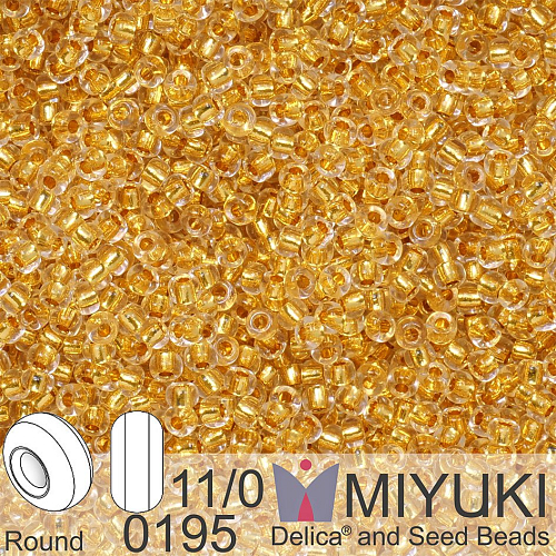 Korálky Miyuki Round 11/0. Barva 0195 24kt Gold Lined Crystal. Balení 3g.