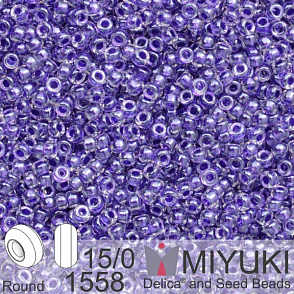 Korálky Miyuki Round 15/0. Barva 1558 Spkl Amethyst Lined Crystal. Balení 5g