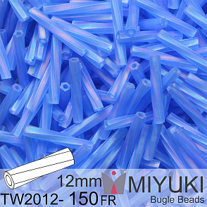 Korálky Miyuki Twisted Bugle 12mm. Barva TW2012-150FR Matte Tr Sapphire AB.  Balení 10g.