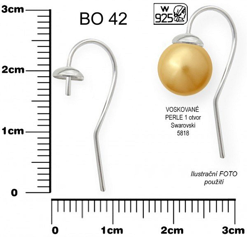 NÁUŠNICE ozn. BO 42. Materiál STŘÍBRO AG925.váha 0,39g.