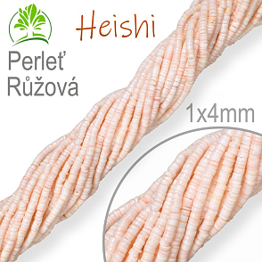 Korálky Heishi RONDELKA  přírodní Perleť Růžová. Velikost pr.1x3mm. Balení cca.125Ks (15cm).