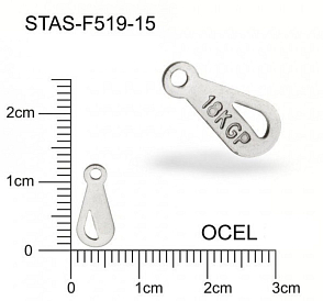 Přívěsek CHIRURGICKÁ OCEL ozn.-STAS-F519-15 tvar KONCOVKA s označením 18KGP velikost 12x5mm.