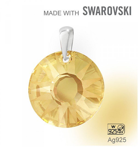 Přívěsek Made with Swarovski 6724 Crystal (001) Golden Shadow (GSHA) 19mm+šlupna Ag925