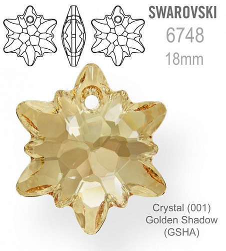 Swarovski 6748 Edelweis Pendant velikost 18mm. Barva Crystal Golden Shadow 