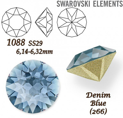 SWAROVSKI ELEMENTS 1088 XIRIUS Chaton SS29 (6,14-6,32mm) barva Denim Blue (266).