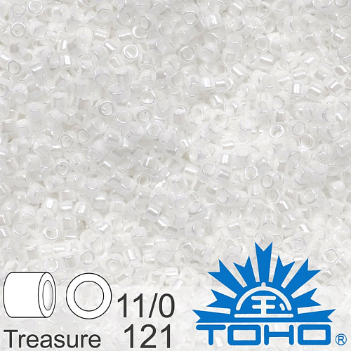 Korálky TOHO tvar TREASURE (válcové). Velikost 11/0. Barva č. 121-Opaque-Lustered White . Balení 5g