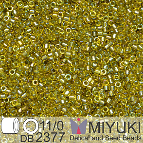 Korálky Miyuki Delica 11/0. Barva Inside Dyed Lime DB2377. Balení 5g.