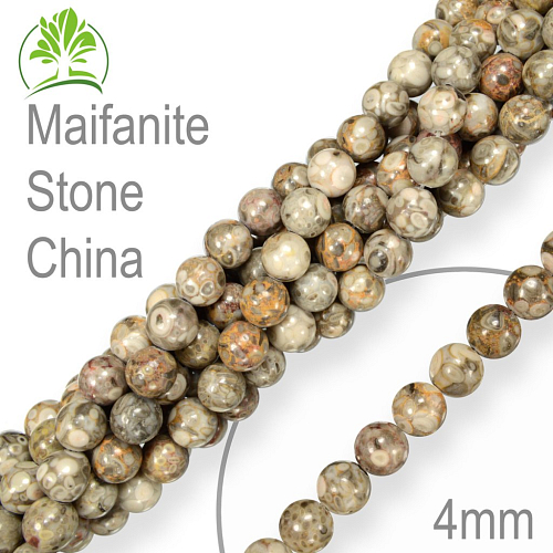 Korálky z minerálů Maifanite Stone China přírodní polodrahokam. Velikost pr.4mm. Balení 18Ks.