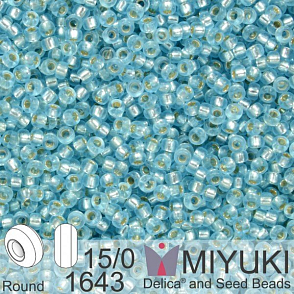 Korálky Miyuki Round 15/0. Barva 1643 Dyed SF S/L Aqua. Balení 5g