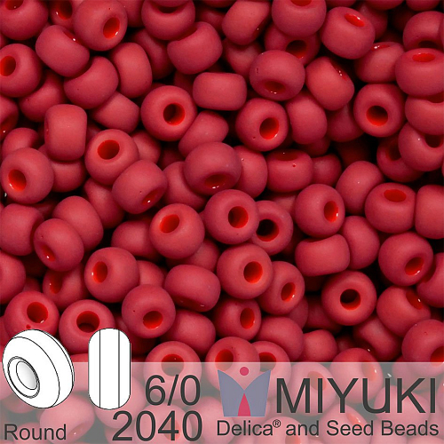 Korálky Miyuki MIX Round 6/0. Barva 2040 Matte Metallic Brick Red. Balení 5g