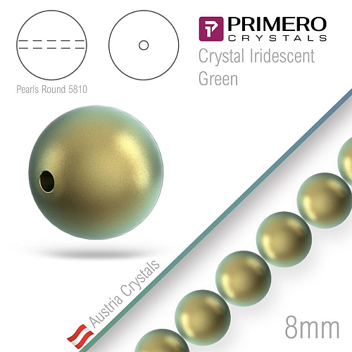Korálky PRIMERO Crystals 5810. Barva Crystal Iridescent Green. Velikost 8mm