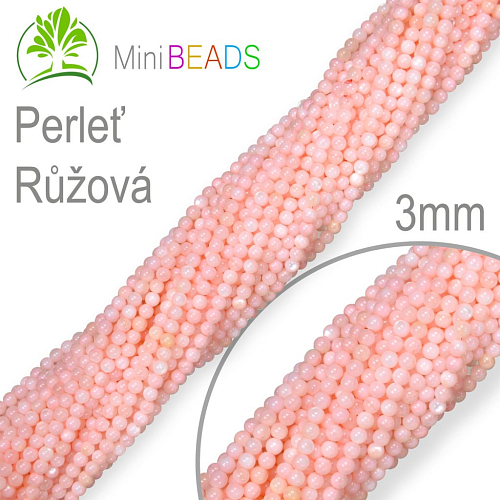 Korálky Mini BEADS z minerálů Perleť Růžová přírodní minerál. Velikost pr.3mm. Balení 135Ks.