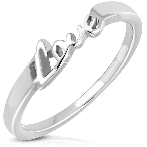 Prsten z chirurgické ocele REE 040 s nápisem Love o velikosti 8