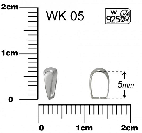 ŠLUPNA ozn. WK 05. Materiál STŘÍBRO AG925.váha 0,29g.