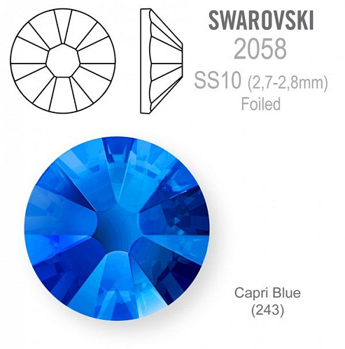 SWAROVSKI 2058 XILION Rose FOILED velikost SS10 barva Capri Blue 