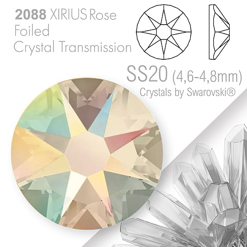 SWAROVSKI  XIRIUS Rose 2088 Foiled. Barva Crystal Transmission velikost SS20 (4,6-4,8mm). Balení 15Ks.