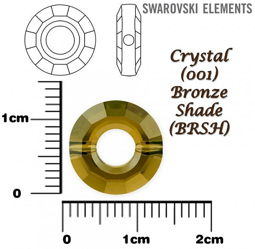 SWAROVSKI ELEMENTS RING BEAD 5139 barva CRYSTAL (001) BRONZE SHADE (BRSH) velikost 12,5mm.