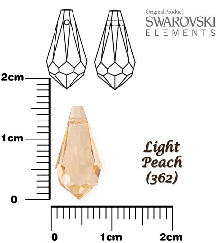 SWAROVSKI PŘÍVÉSKY Teardrop 6000 barva LIGHT PEACH (362) velikost 15x7,5mm. 