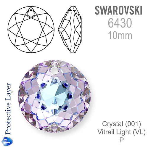 Swarovski 6430 Classic Cut Pendant barva Crystal (001) Vitrail Light (VL) P velikost 10mm.